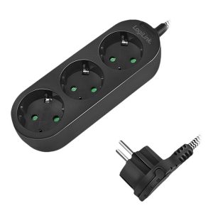 LogiLink Stikdåse 3-stik 16A Sort 1.5m